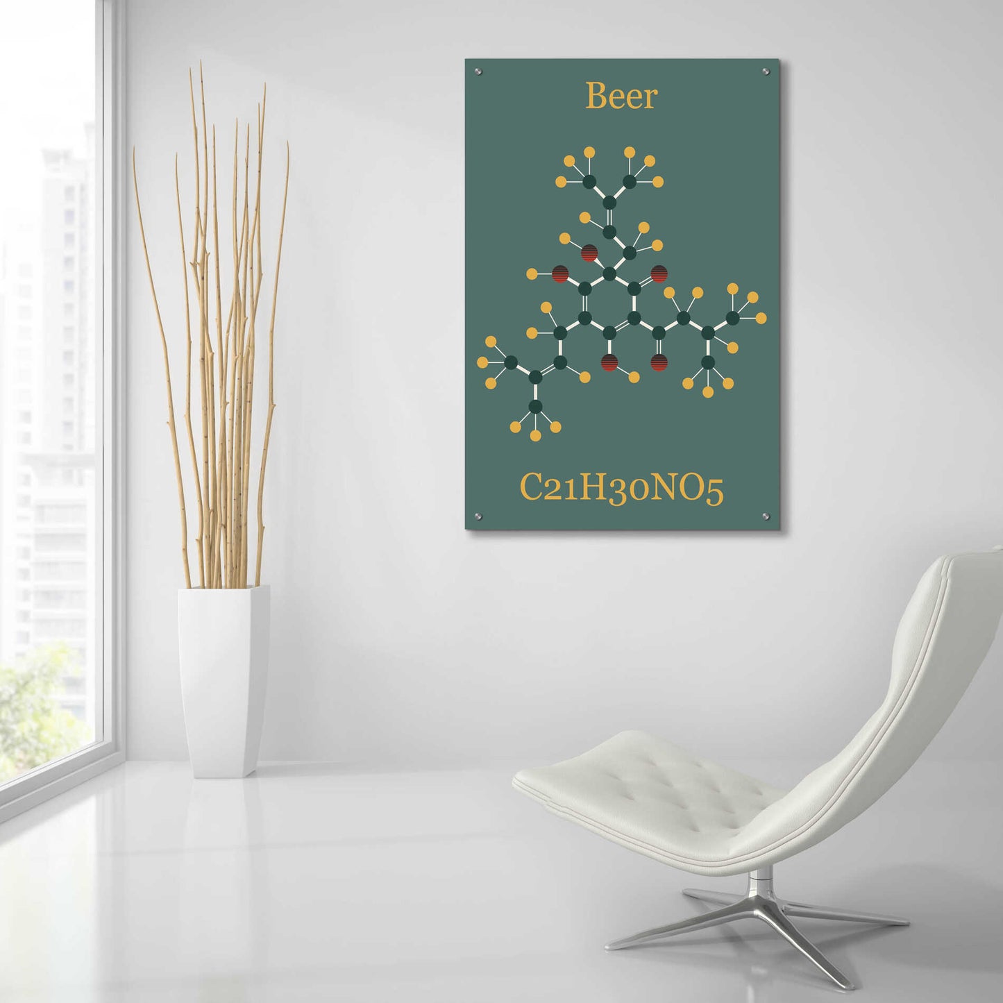 Epic Art 'Beer Molecule II' by Epic Portfolio, Acrylic Glass Wall Art,24x36