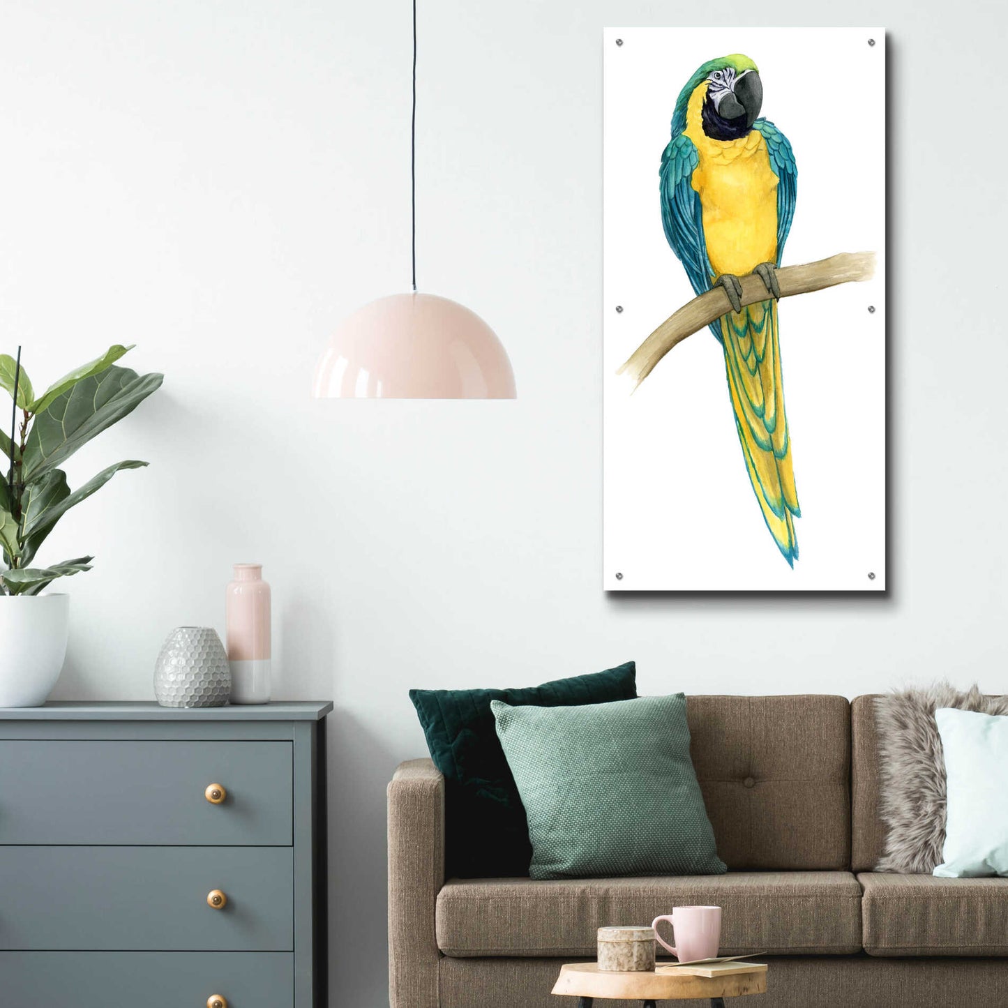 Epic Art 'Teal Macaw II' by Grace Popp, Acrylic Glass Wall Art,24x48