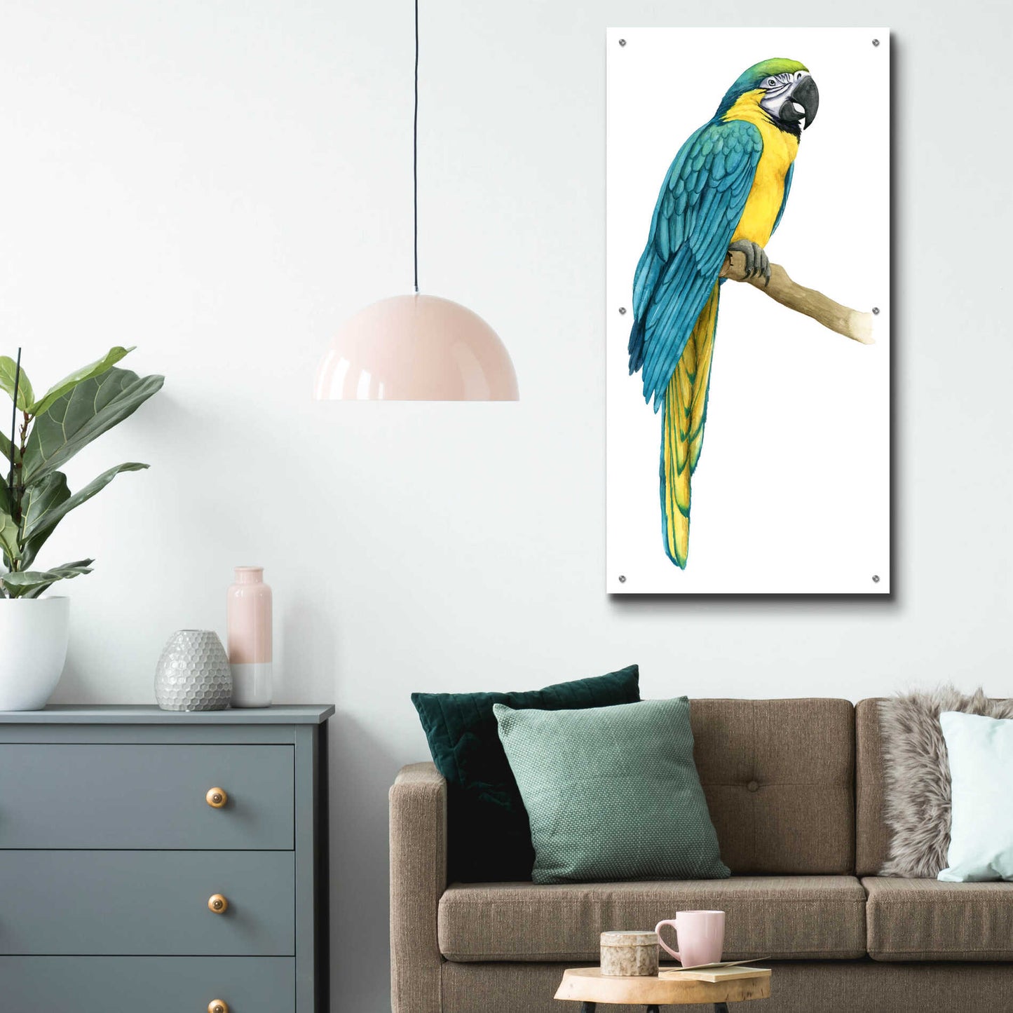 Epic Art 'Teal Macaw I' by Grace Popp, Acrylic Glass Wall Art,24x48