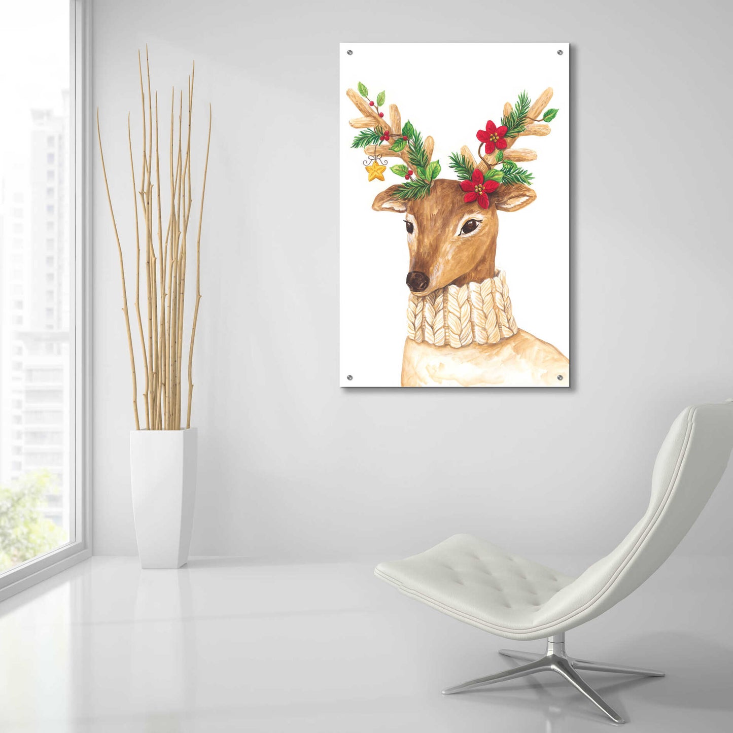 Epic Art 'Christmas Deer' by Diane Kater, Acrylic Glass Wall Art,24x36