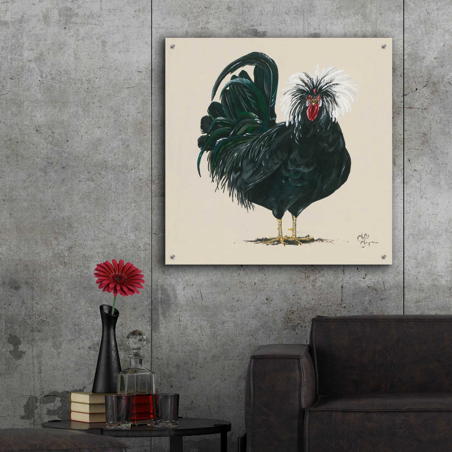 Epic Art 'Chicken' by Hollihocks Art, Acrylic Glass Wall Art,36x36