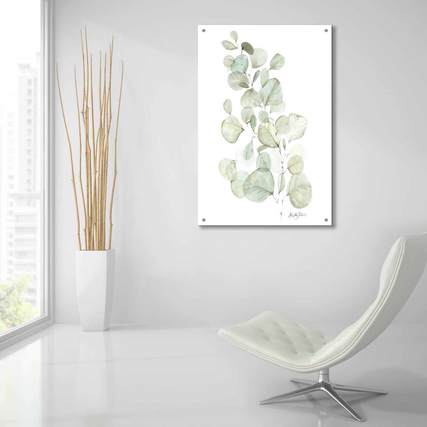 Epic Art 'Silver Dollar Eucalyptus' by Kelley Talent, Acrylic Glass Wall Art,24x36