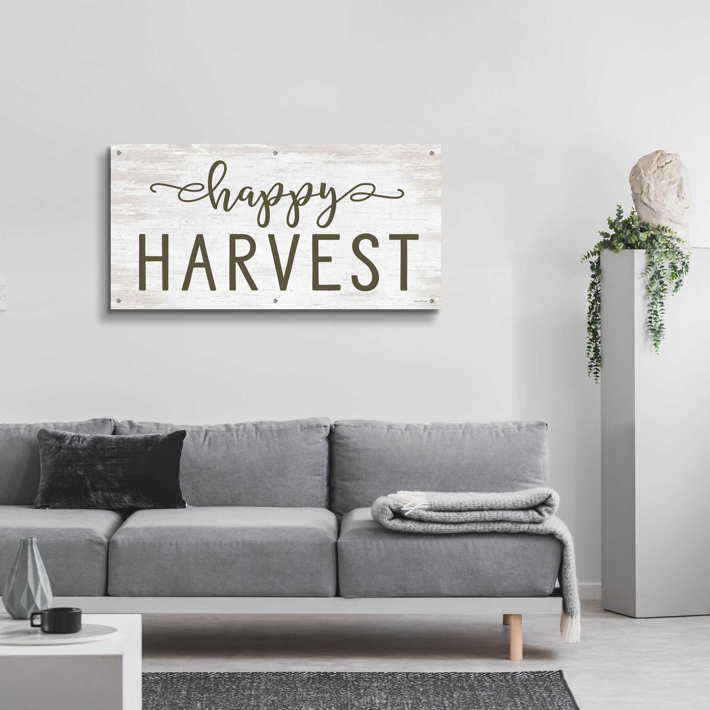 Epic Art 'Happy Harvest' by Lettered & Lined, Acrylic Glass Wall Art,48x24
