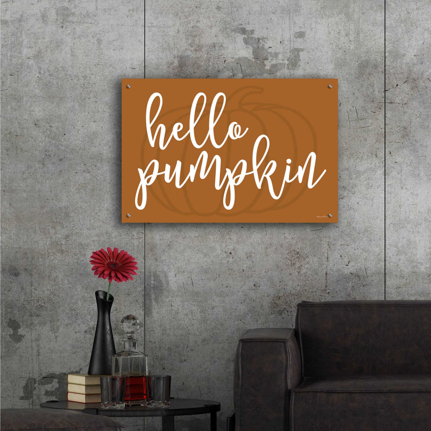 Epic Art 'Hello Pumpkin' by Lettered & Lined, Acrylic Glass Wall Art,36x24