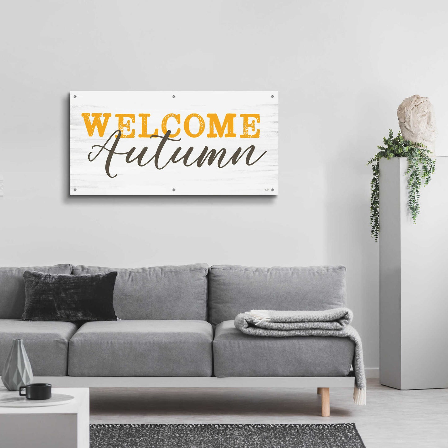 Epic Art 'Welcome Autumn' by Lux + Me Designs, Acrylic Glass Wall Art,48x24