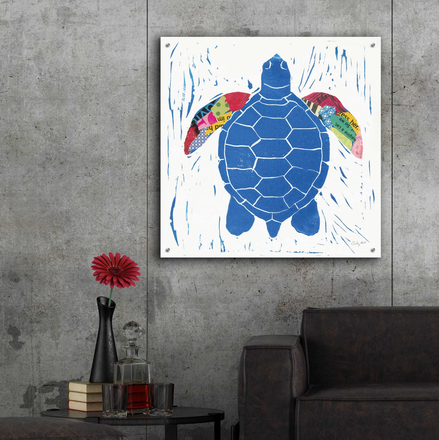 Epic Art 'Sea Creature Turtle Color' by Courtney Prahl, Acrylic Glass Wall Art,36x36