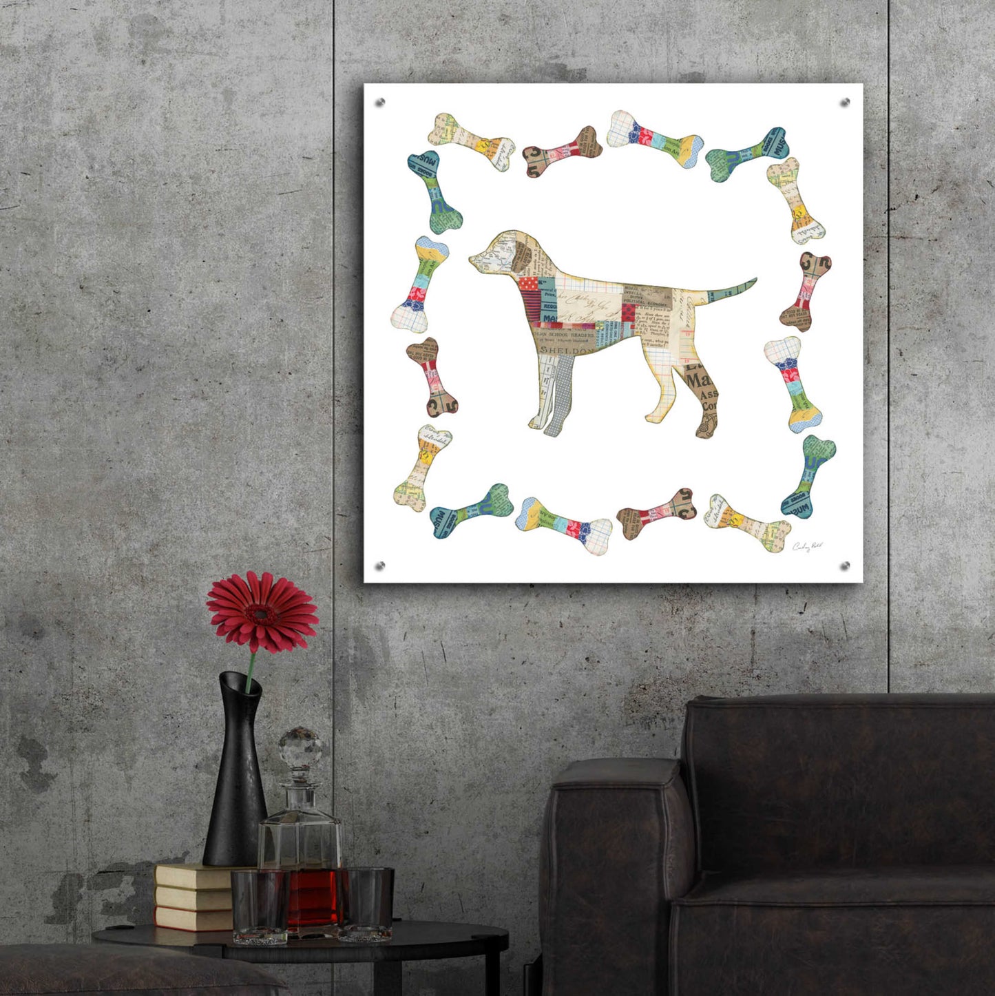 Epic Art 'Good Dog II Sq with Border' by Courtney Prahl, Acrylic Glass Wall Art,36x36