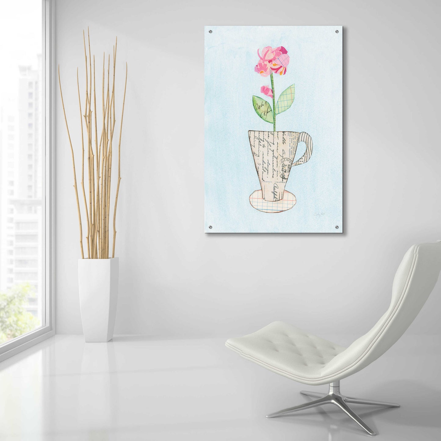 Epic Art 'Teacup Floral III' by Courtney Prahl, Acrylic Glass Wall Art,24x36
