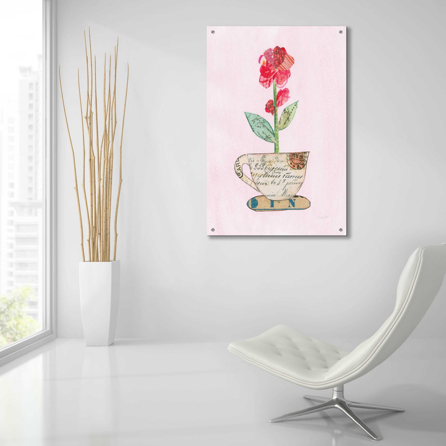 Epic Art 'Teacup Floral IV' by Courtney Prahl, Acrylic Glass Wall Art,24x36