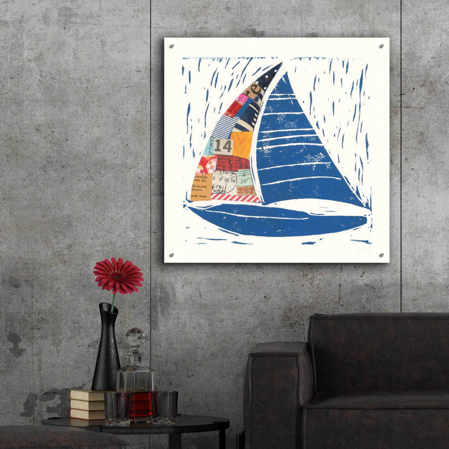 Epic Art 'Nautical Collage IV' by Courtney Prahl, Acrylic Glass Wall Art,36x36