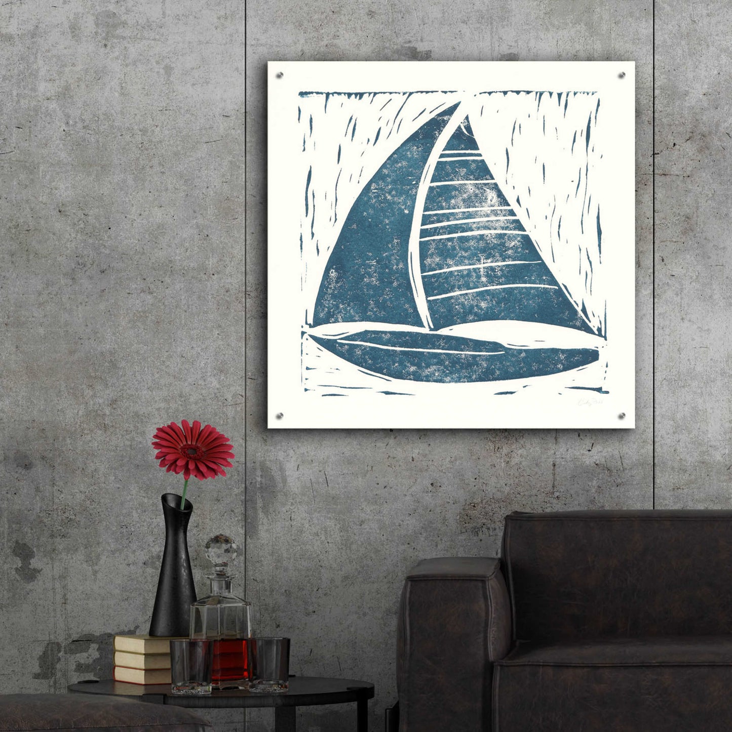 Epic Art 'Nautical Collage on White IV' by Courtney Prahl, Acrylic Glass Wall Art,36x36