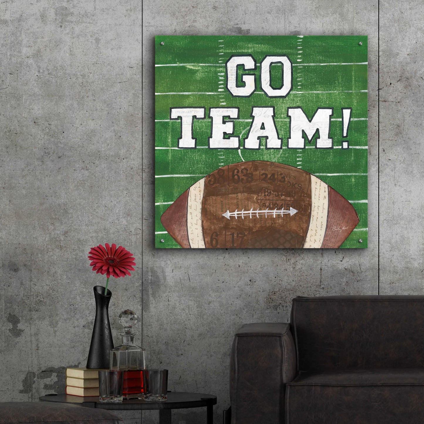 Epic Art 'On the Field I Go Team' by Courtney Prahl, Acrylic Glass Wall Art,36x36