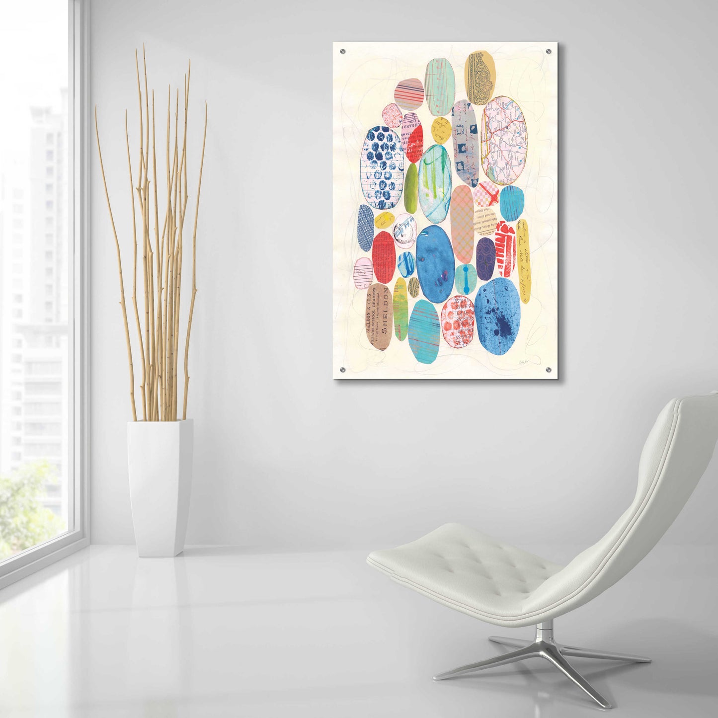 Epic Art 'Geometric Collage I Bright' by Courtney Prahl, Acrylic Glass Wall Art,24x36