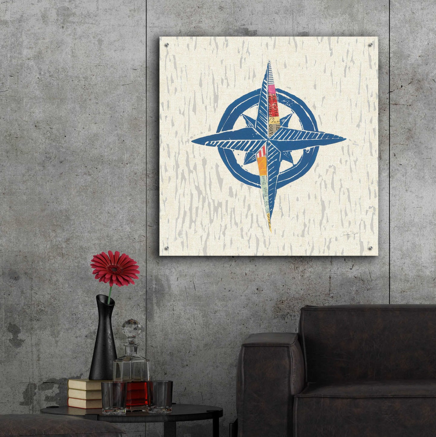 Epic Art 'Nautical Collage I on Linen' by Courtney Prahl, Acrylic Glass Wall Art,36x36