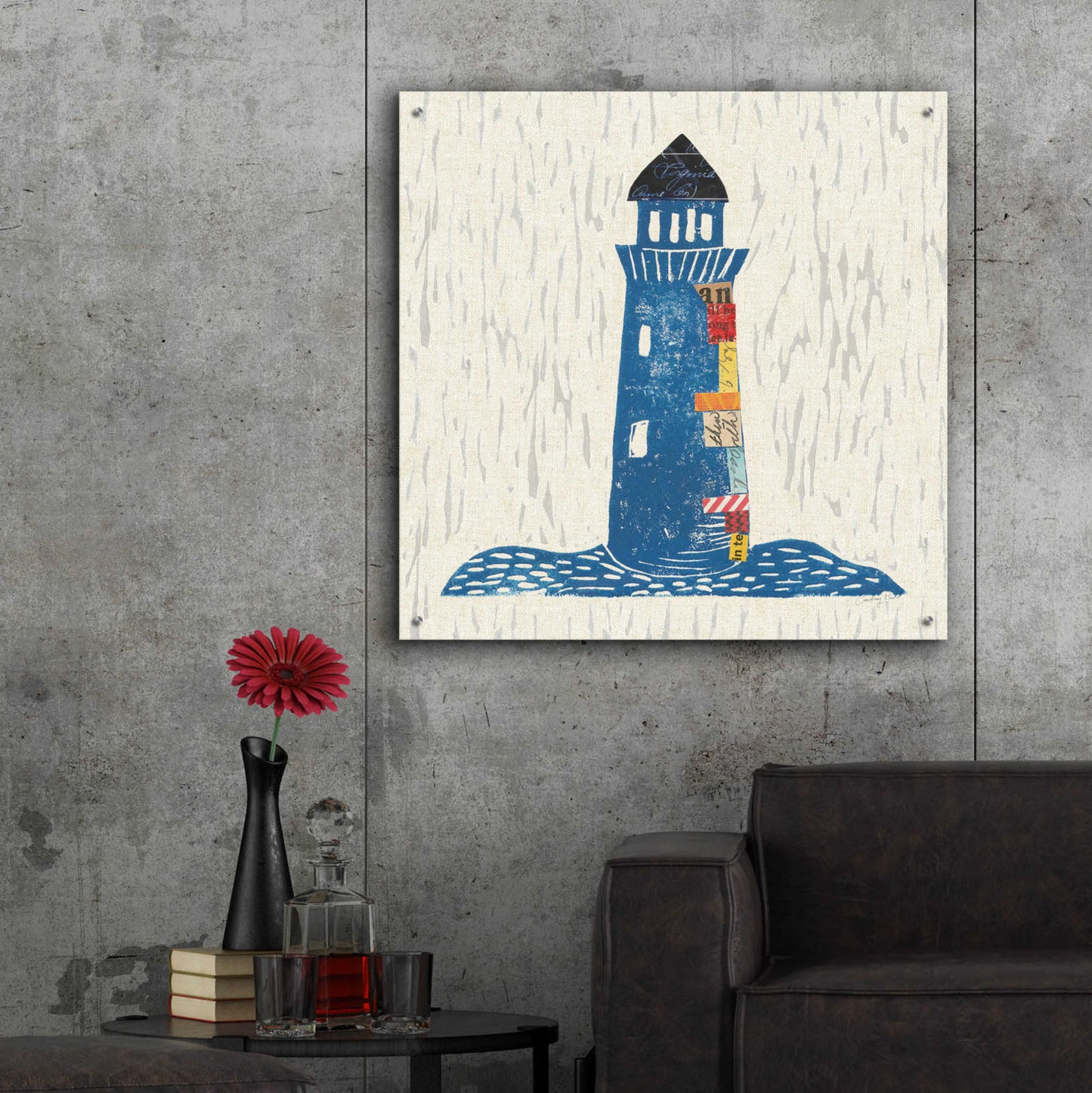 Epic Art 'Nautical Collage II on Linen' by Courtney Prahl, Acrylic Glass Wall Art,36x36