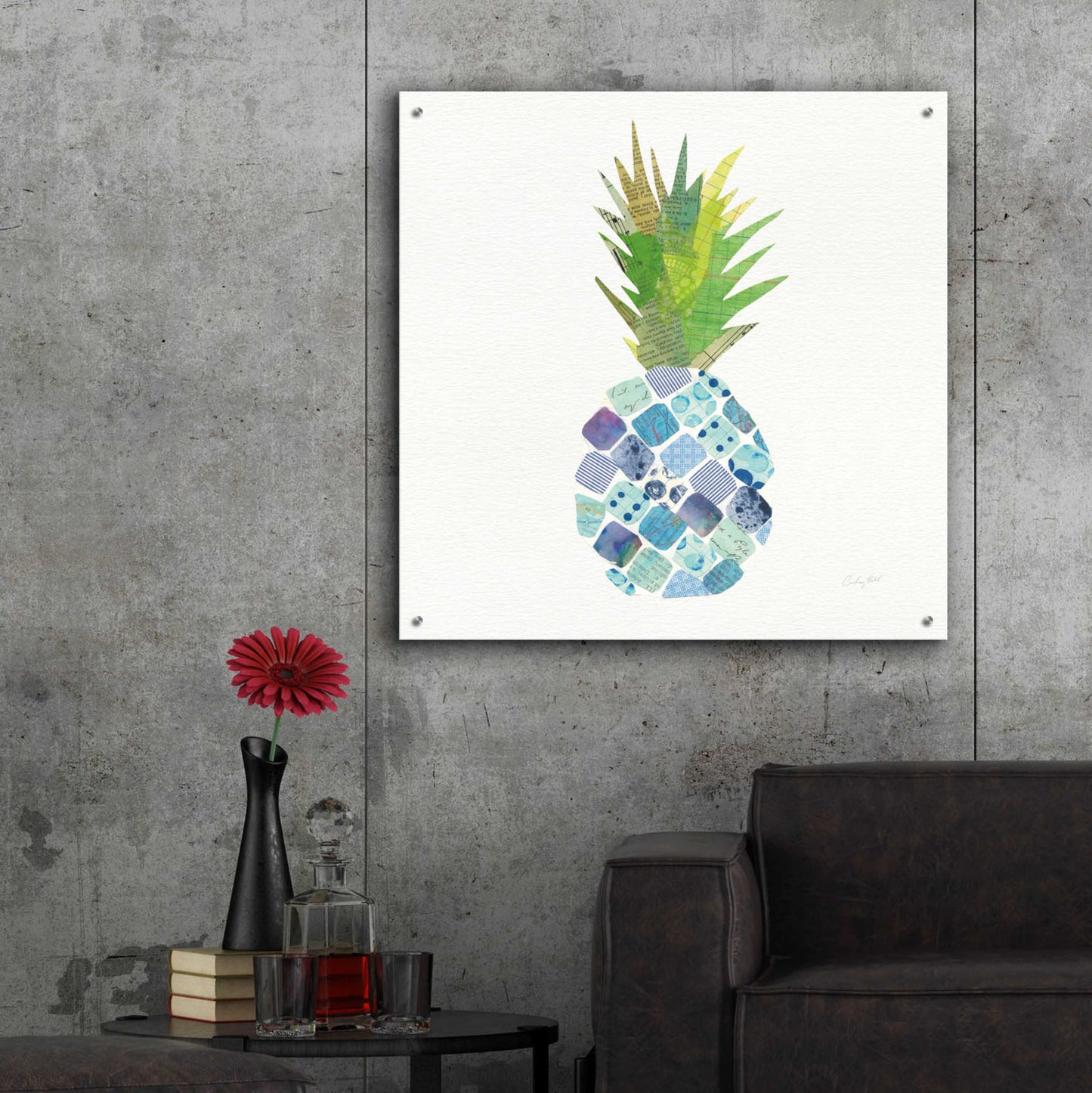 Epic Art 'Tropical Fun Pineapple II' by Courtney Prahl, Acrylic Glass Wall Art,36x36