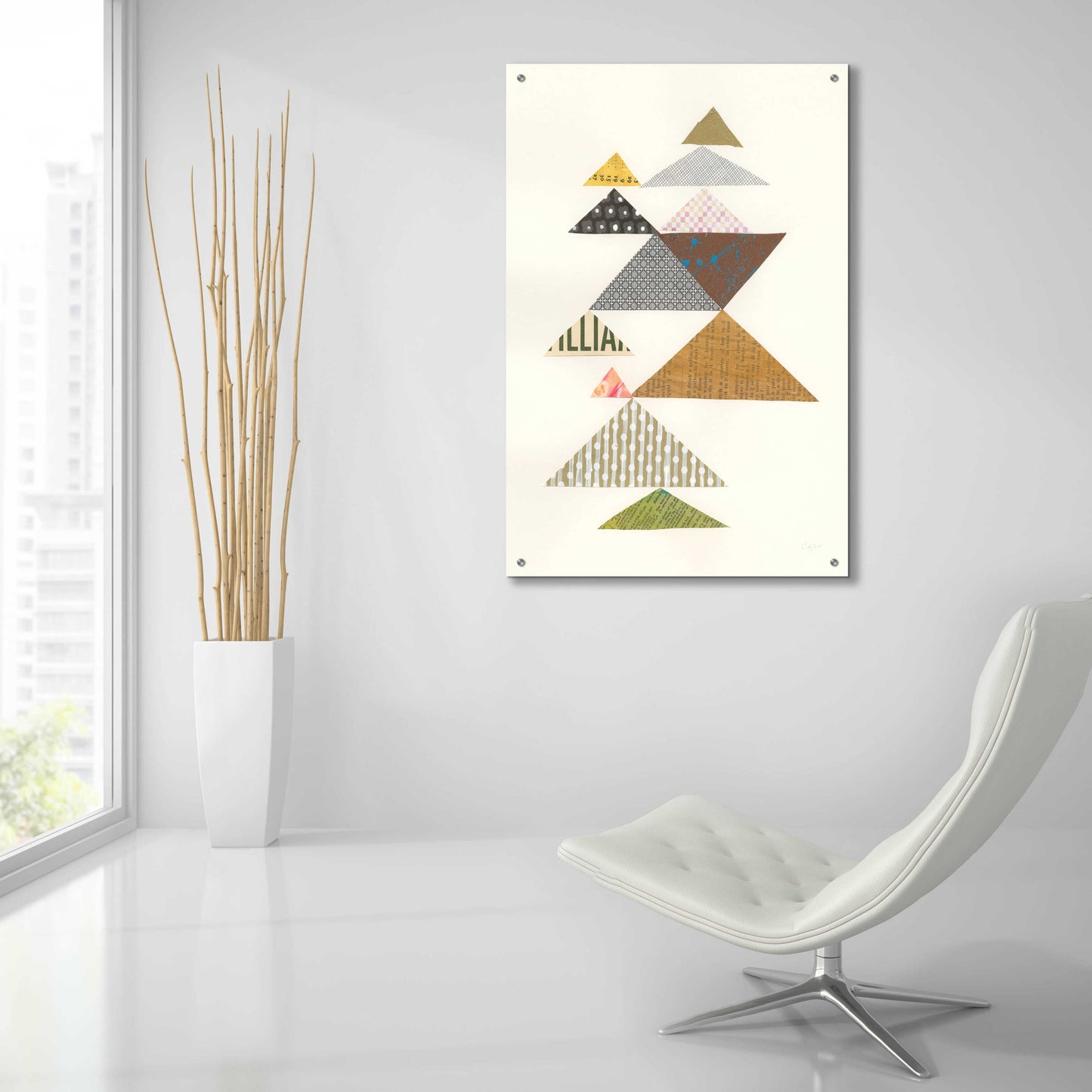 Epic Art 'Modern Abstract Triangles II' by Courtney Prahl, Acrylic Glass Wall Art,24x36