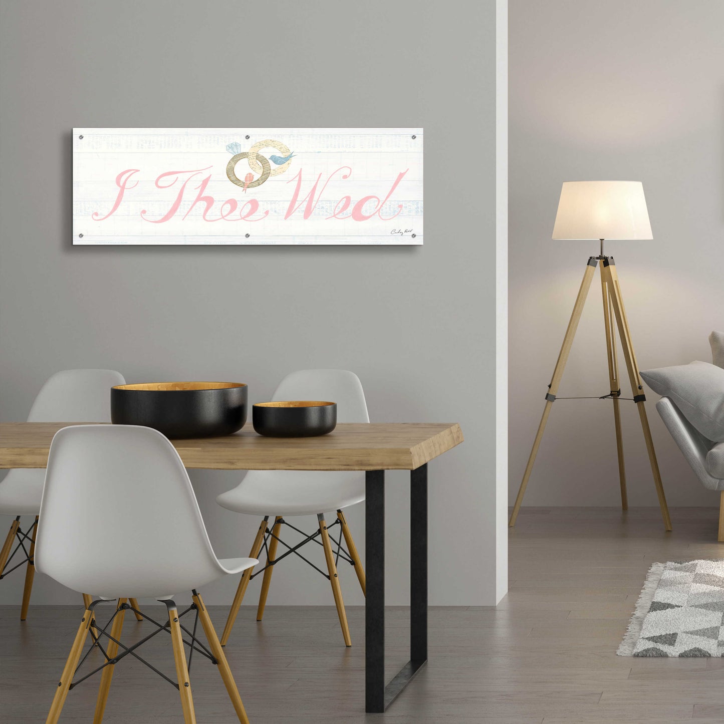 Epic Art 'Lovebirds Sign I' by Courtney Prahl, Acrylic Glass Wall Art,48x16
