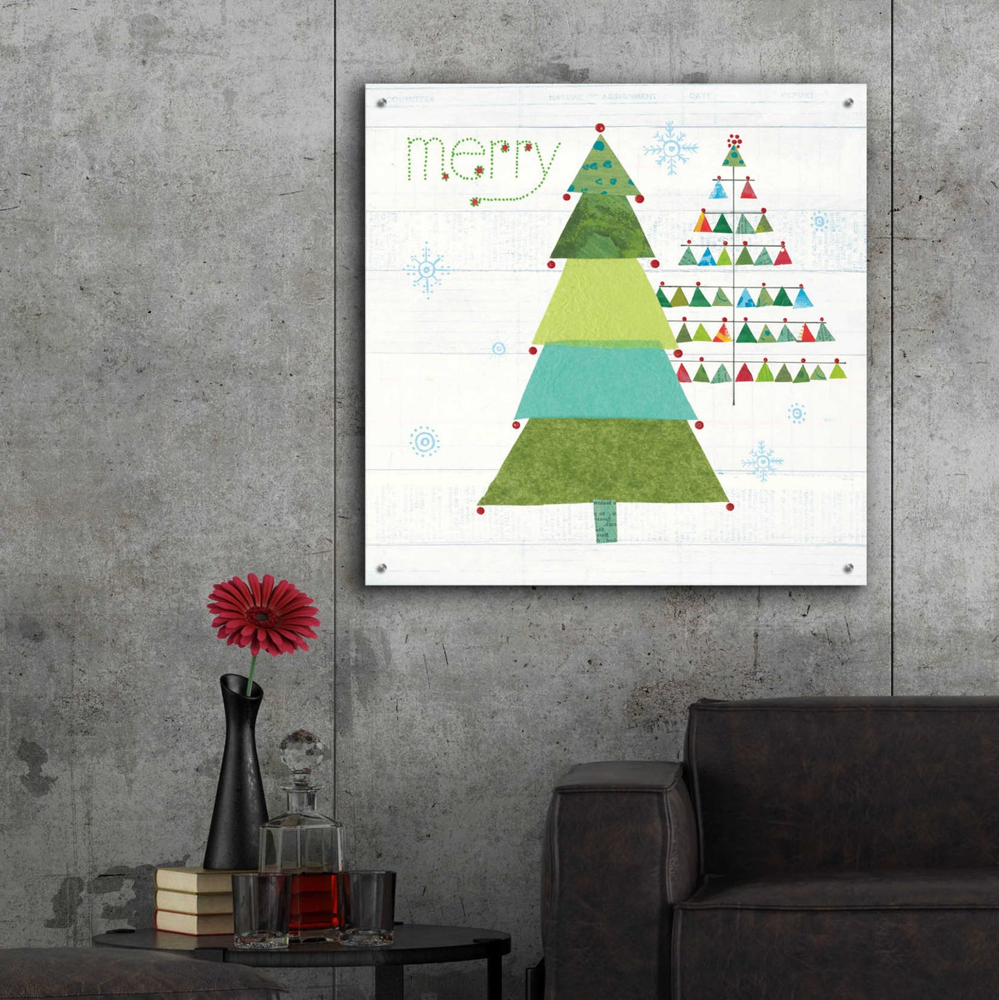 Epic Art 'Christmas Patchwork I' by Courtney Prahl, Acrylic Glass Wall Art,36x36