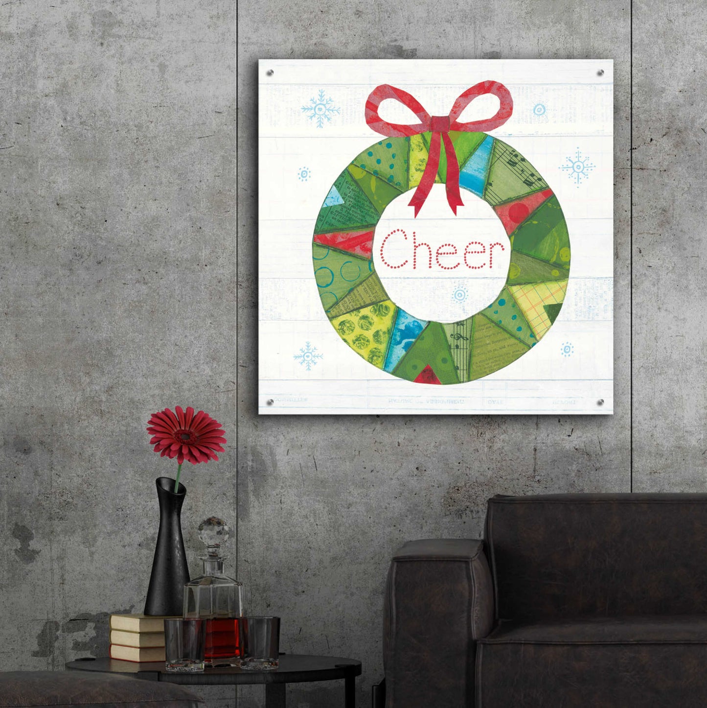 Epic Art 'Christmas Patchwork III' by Courtney Prahl, Acrylic Glass Wall Art,36x36