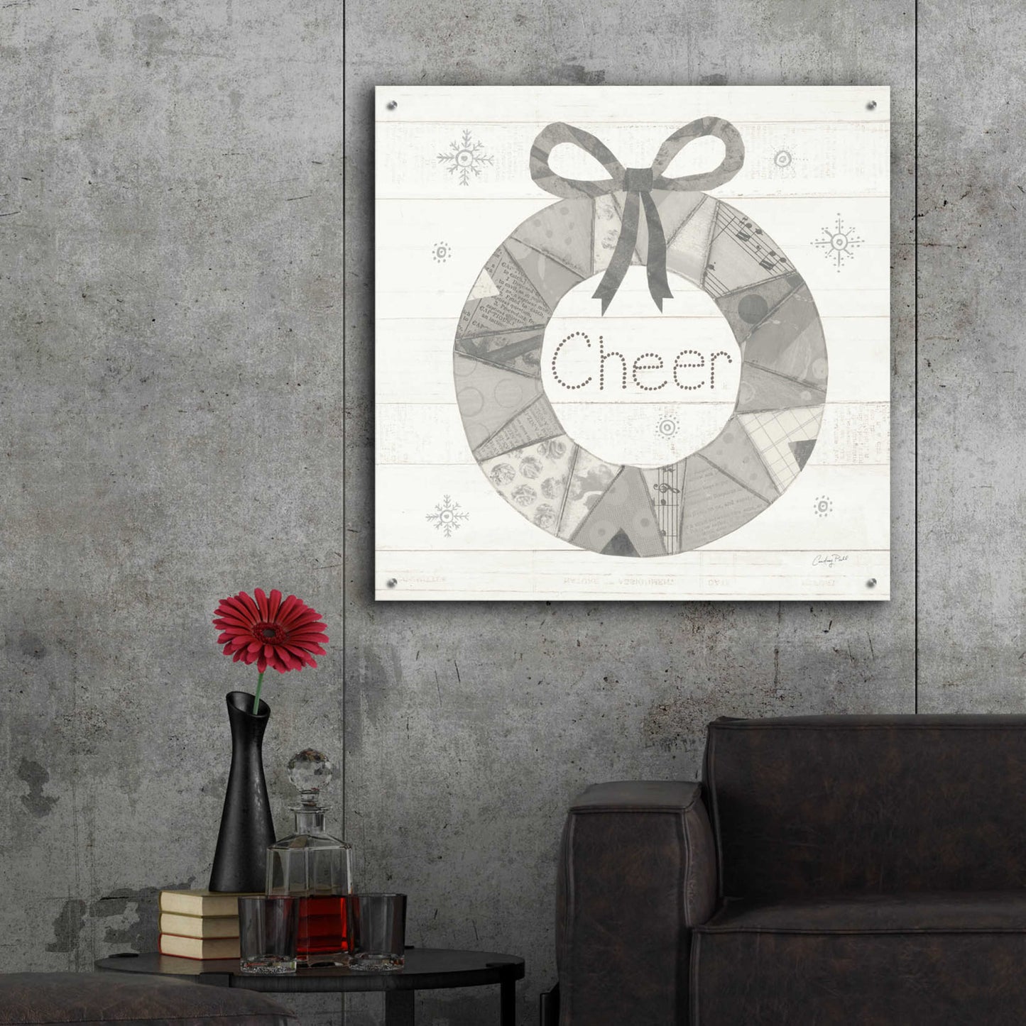 Epic Art 'Christmas Patchwork III Neutral' by Courtney Prahl, Acrylic Glass Wall Art,36x36