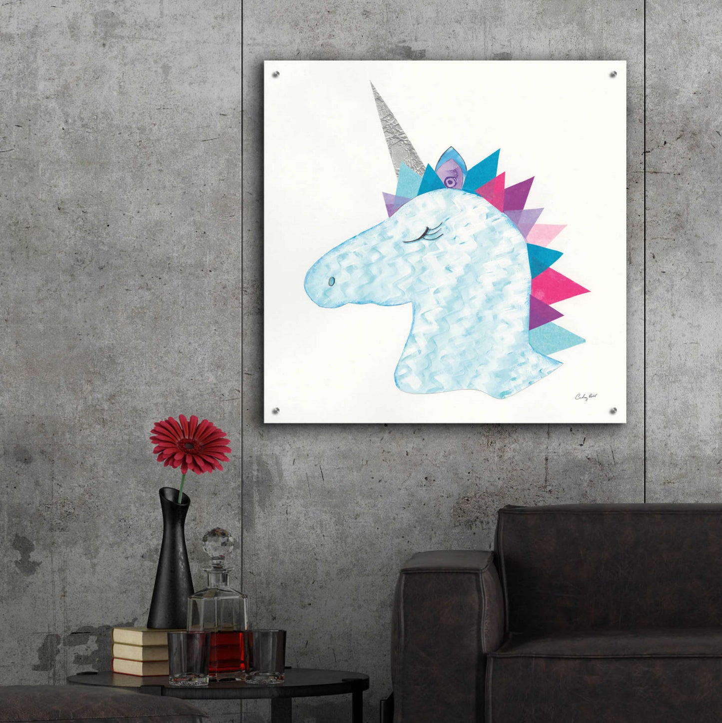 Epic Art 'Unicorn Power II' by Courtney Prahl, Acrylic Glass Wall Art,36x36