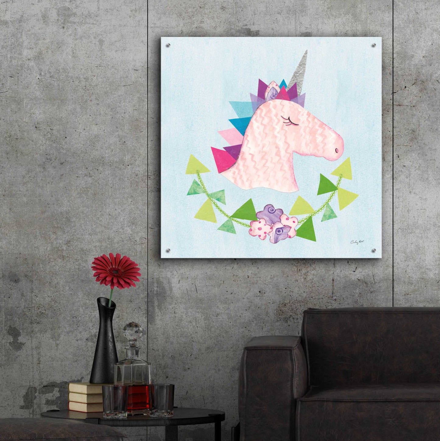 Epic Art 'Unicorn Power III by Courtney Prahl, Acrylic Glass Wall Art,36x36