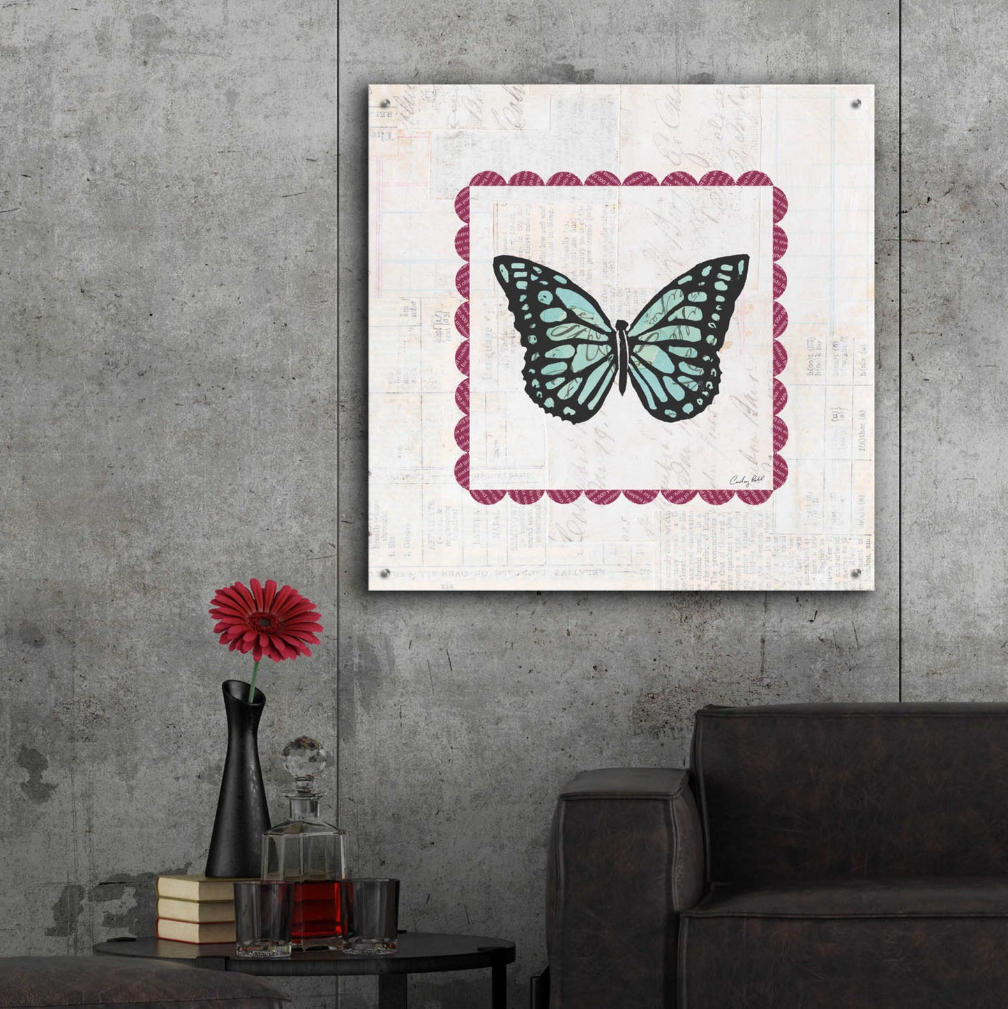 Epic Art 'Butterfly Stamp Bright by Courtney Prahl, Acrylic Glass Wall Art,36x36
