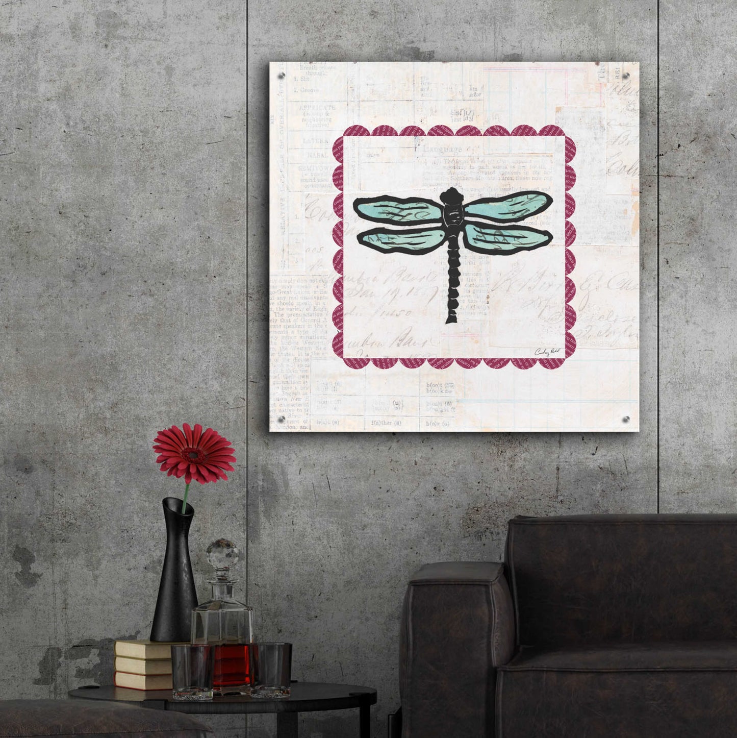 Epic Art 'Dragonfly Stamp Bright by Courtney Prahl, Acrylic Glass Wall Art,36x36