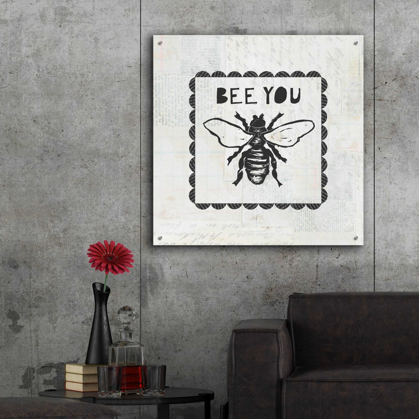 Epic Art 'Bee Stamp Bee You by Courtney Prahl, Acrylic Glass Wall Art,36x36