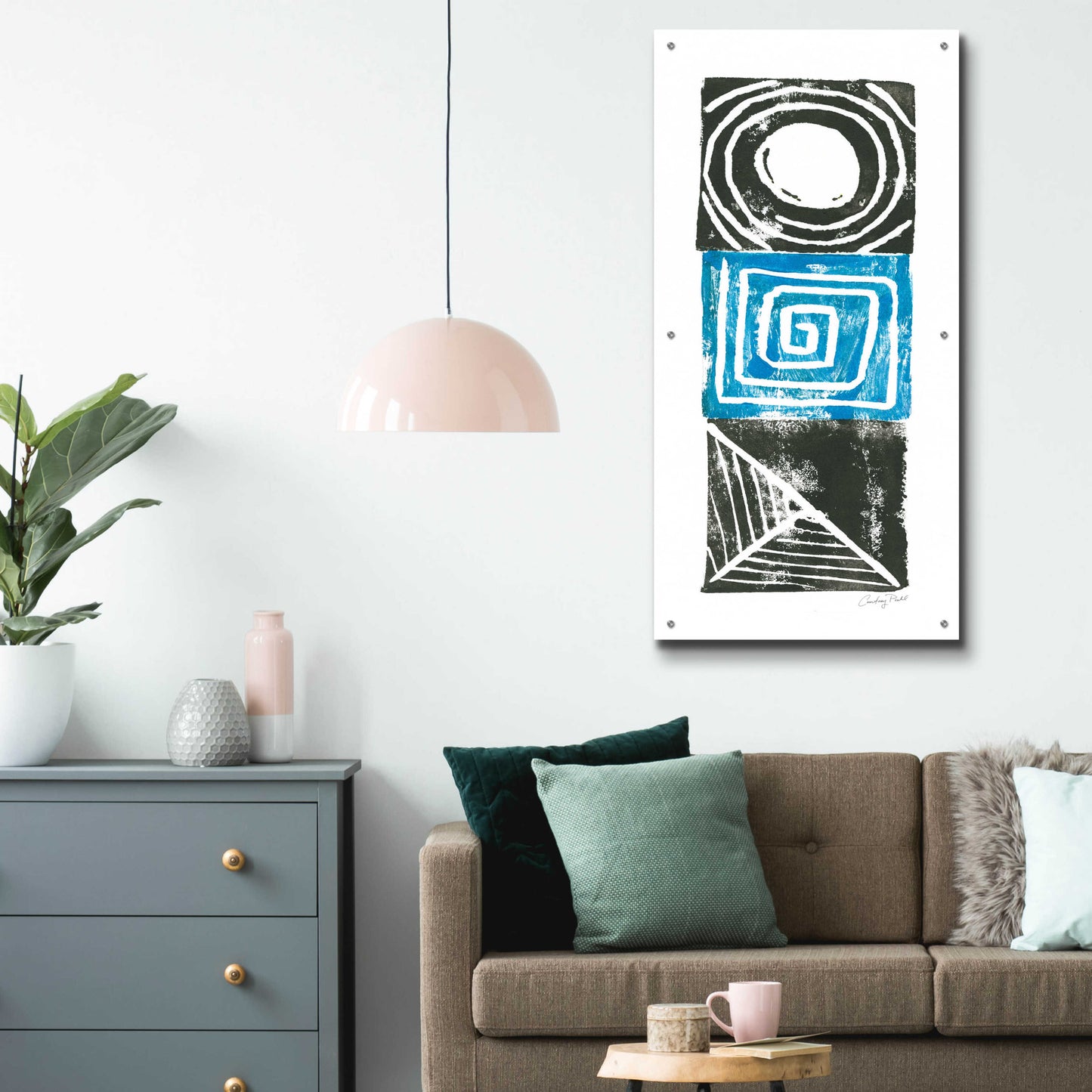 Epic Art 'Block Print III by Courtney Prahl, Acrylic Glass Wall Art,24x48