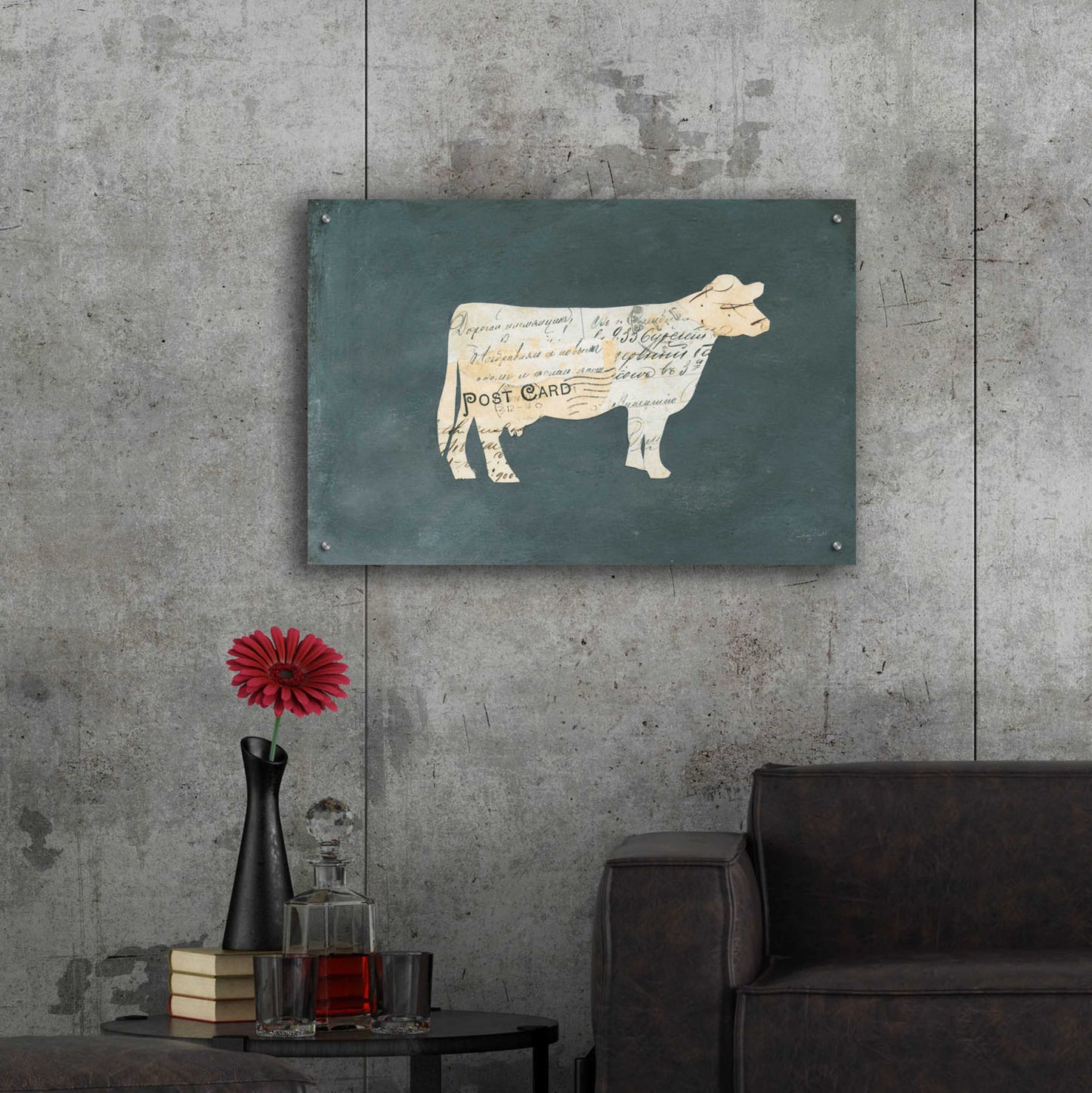 Epic Art 'La Vache Cameo by Courtney Prahl, Acrylic Glass Wall Art,36x24
