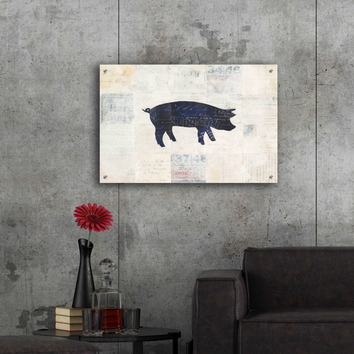 Epic Art 'Le Cochon Silhouette by Courtney Prahl, Acrylic Glass Wall Art,36x24