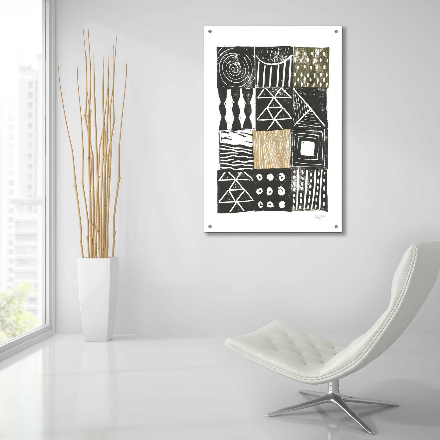 Epic Art 'Block Print V Green Sand by Courtney Prahl, Acrylic Glass Wall Art,24x36