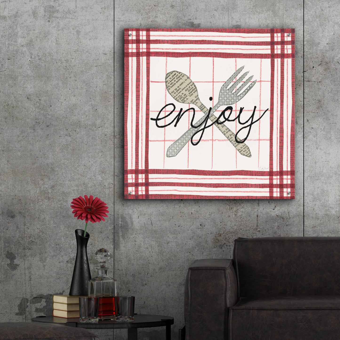 Epic Art 'Cool Kitchen Enjoy by Courtney Prahl, Acrylic Glass Wall Art,36x36