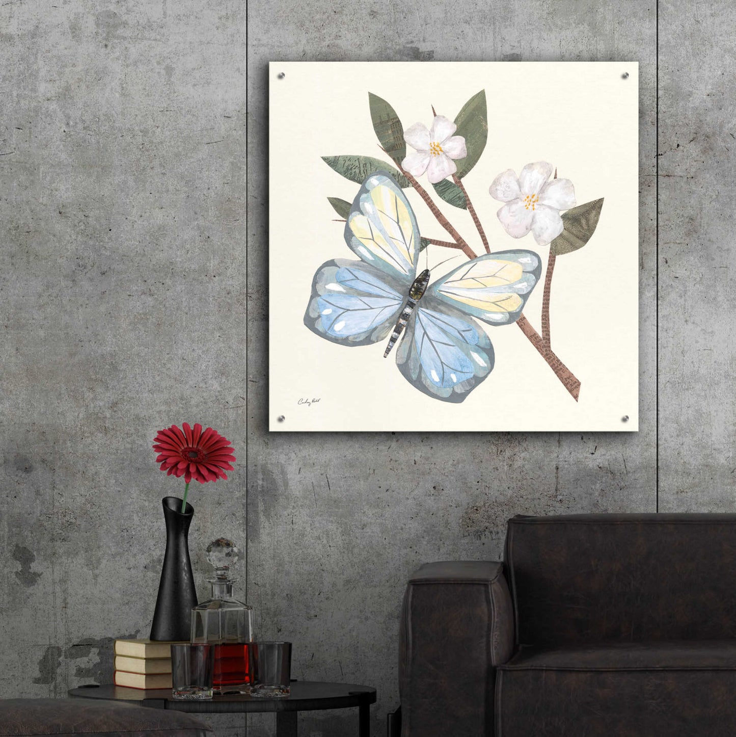 Epic Art 'In the Garden Butterfly by Courtney Prahl, Acrylic Glass Wall Art,36x36