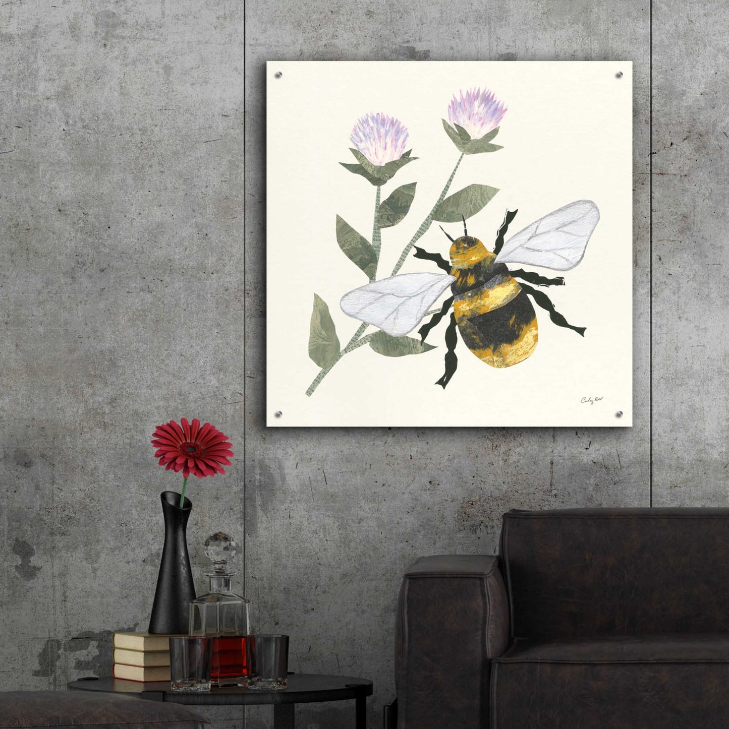 Epic Art 'In the Garden Bee by Courtney Prahl, Acrylic Glass Wall Art,36x36