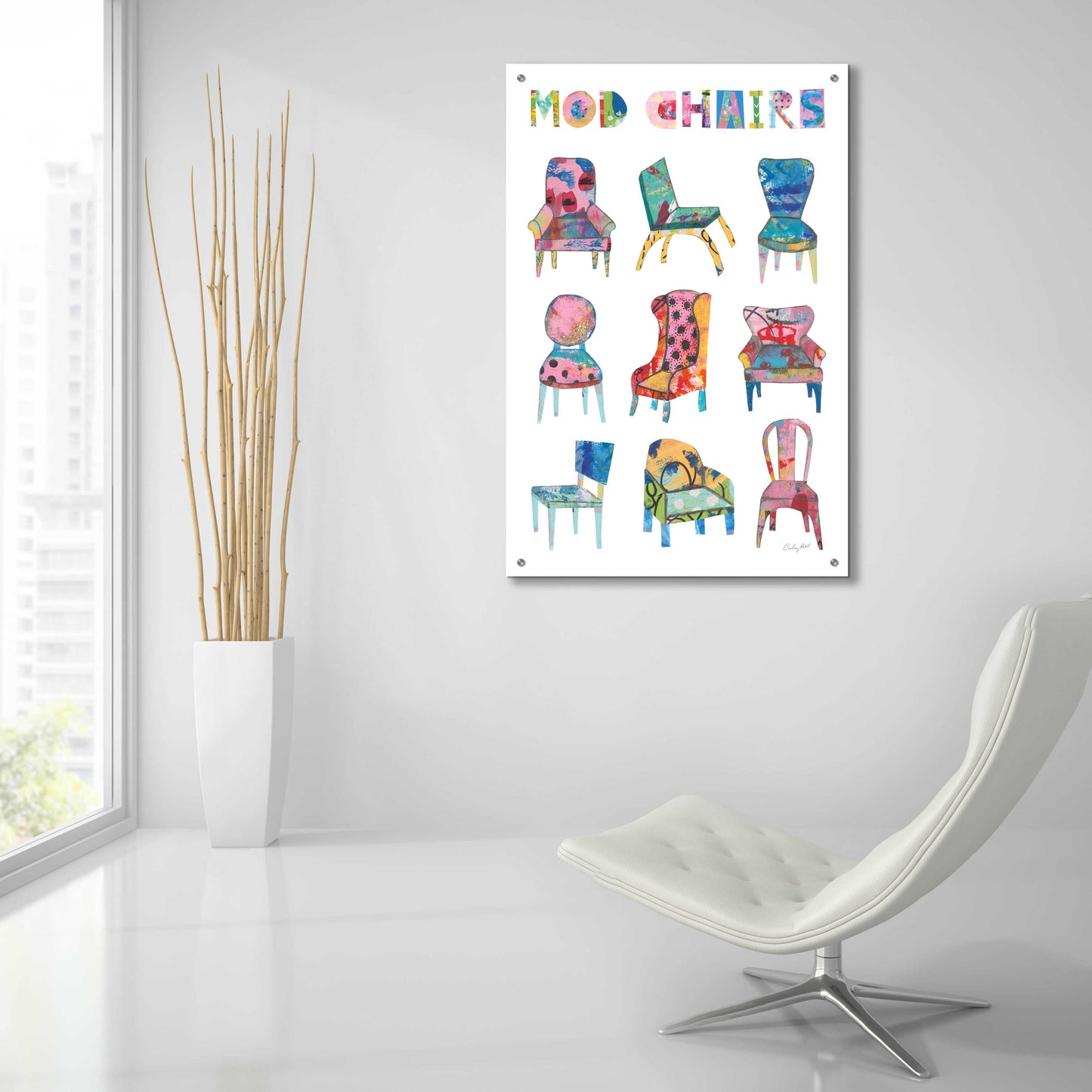 Epic Art 'Mod Chairs Nine Up by Courtney Prahl, Acrylic Glass Wall Art,24x36