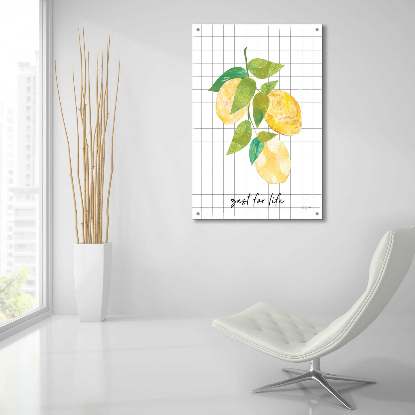 Epic Art 'Summer Lemons Sentiment I by Courtney Prahl, Acrylic Glass Wall Art,24x36