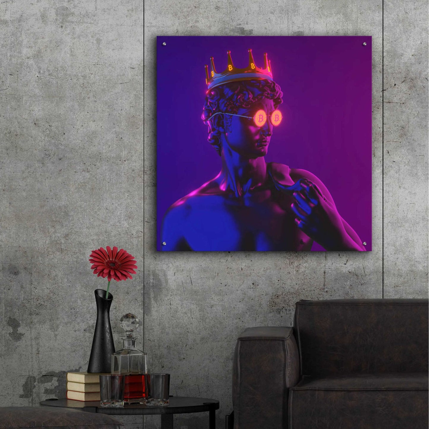 Epic Art 'Michelangelo Bitcoin David' by Epic Portfolio, Acrylic Glass Wall Art,36x36