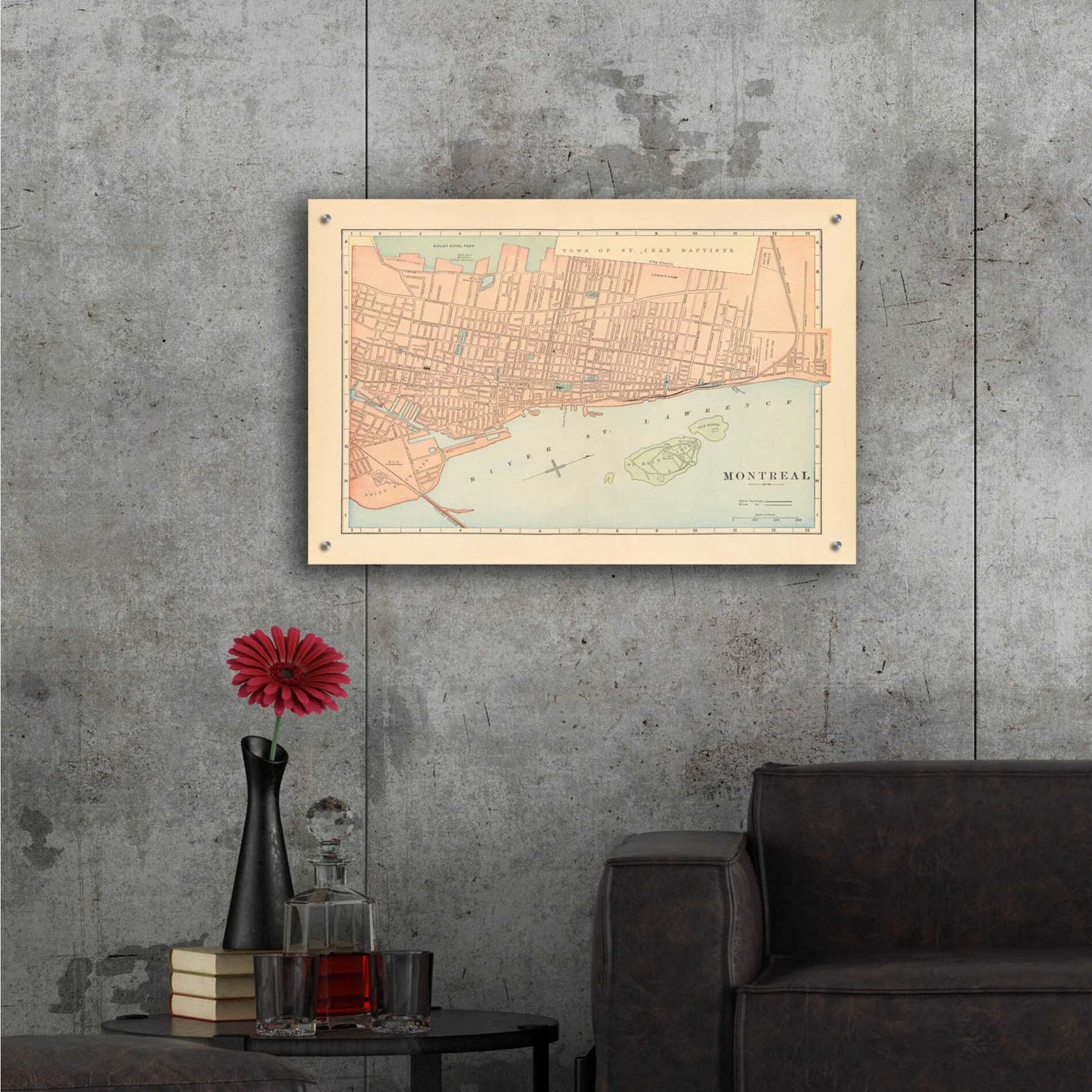 Epic Art 'Map of Montreal' by Wild Apple Portfolio, Acrylic Glass Wall Art,36x24