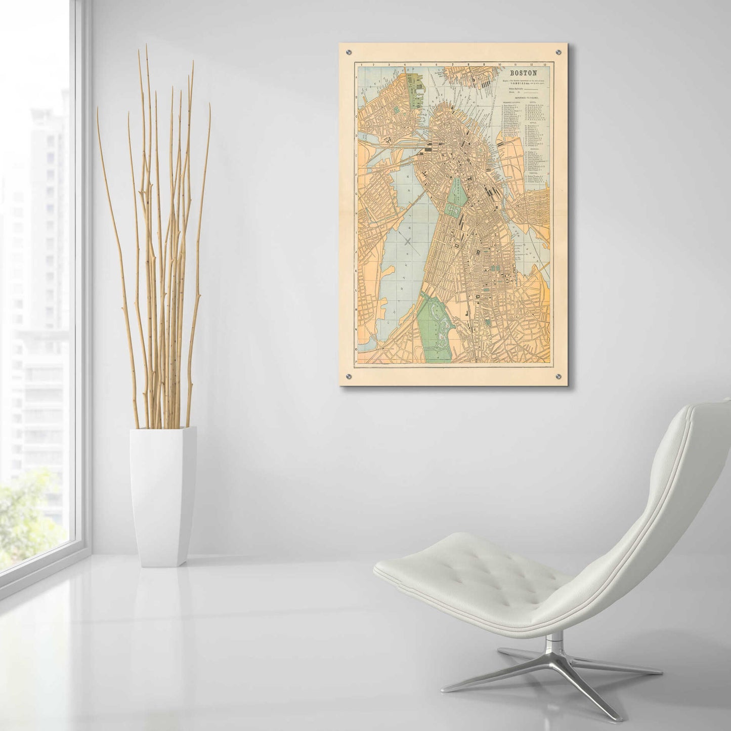 Epic Art 'Boston Map' by Wild Apple Portfolio, Acrylic Glass Wall Art,24x36