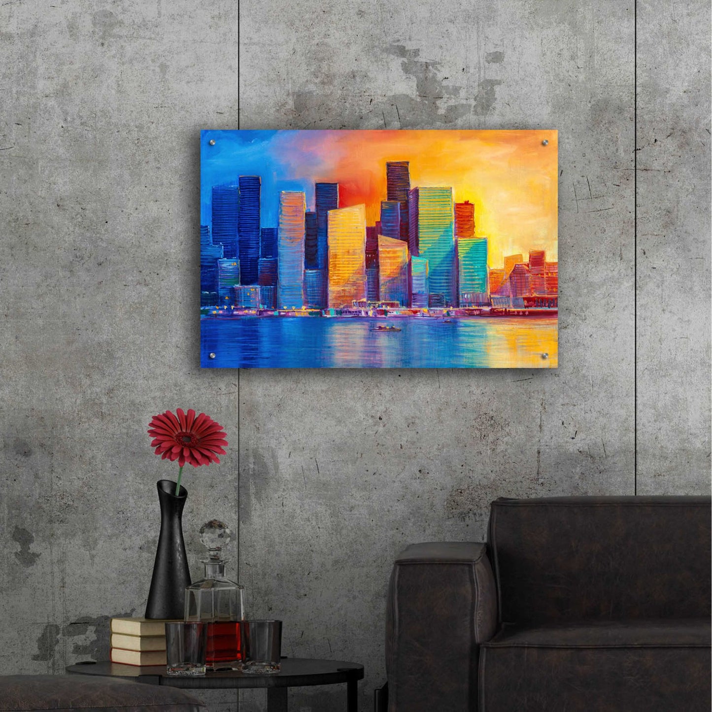 Epic Art 'Colorful Skyline' by Epic Portfolio, Acrylic Glass Wall Art,36x24