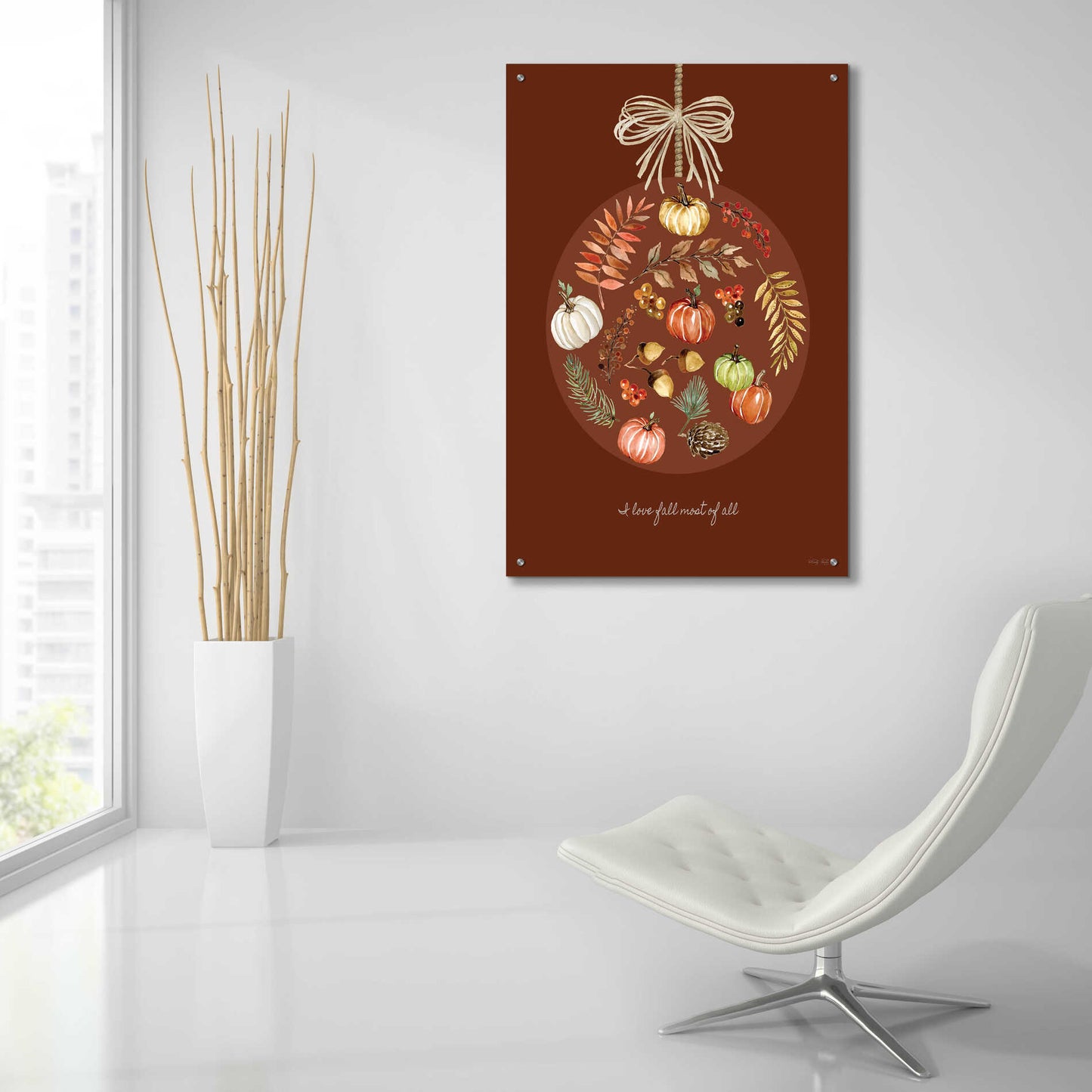 Epic Art 'I Love Fall Ornament' by Cindy Jacobs, Acrylic Glass Wall Art,24x36
