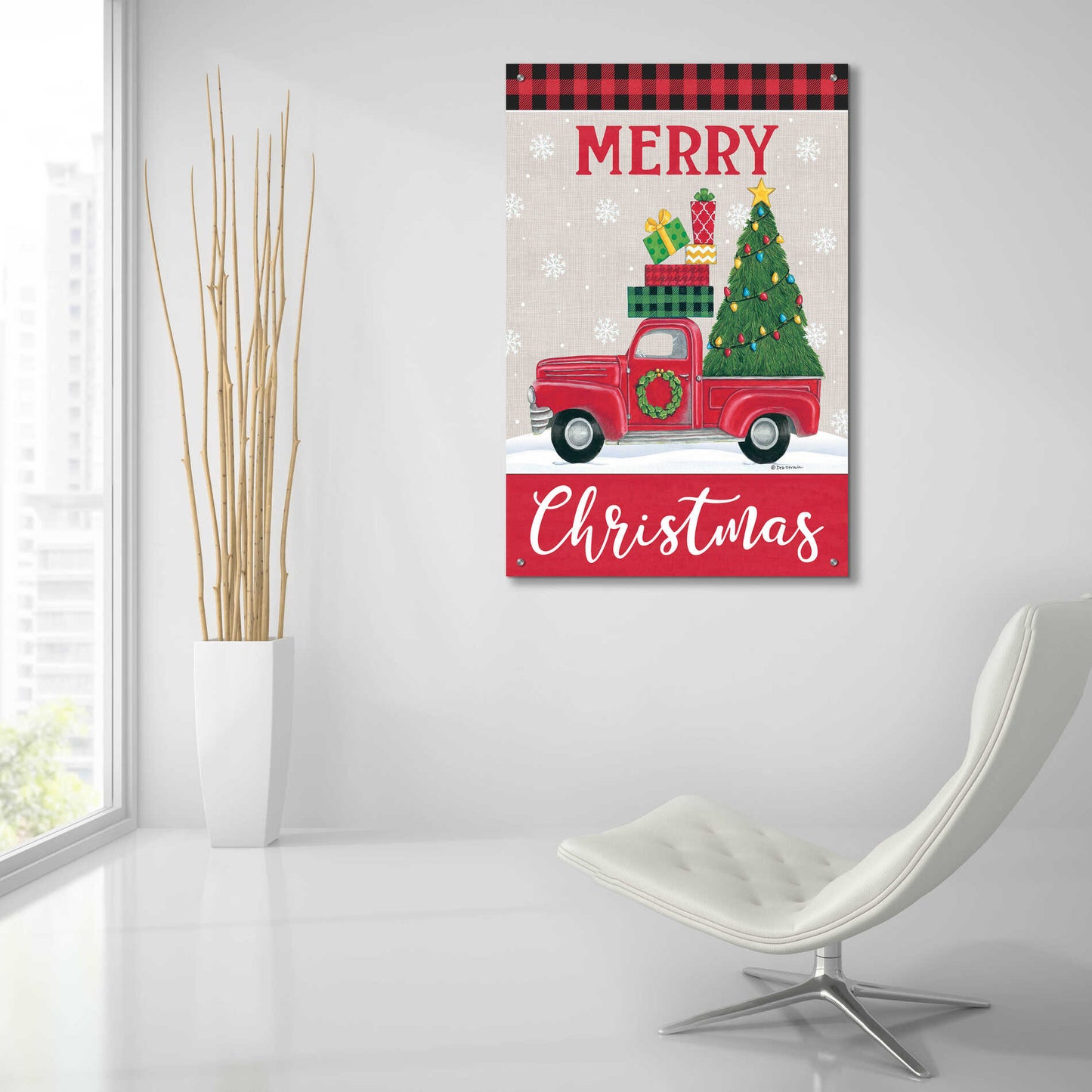 Epic Art 'Christmas Tree Truck' by Deb Strain, Acrylic Glass Wall Art,24x36