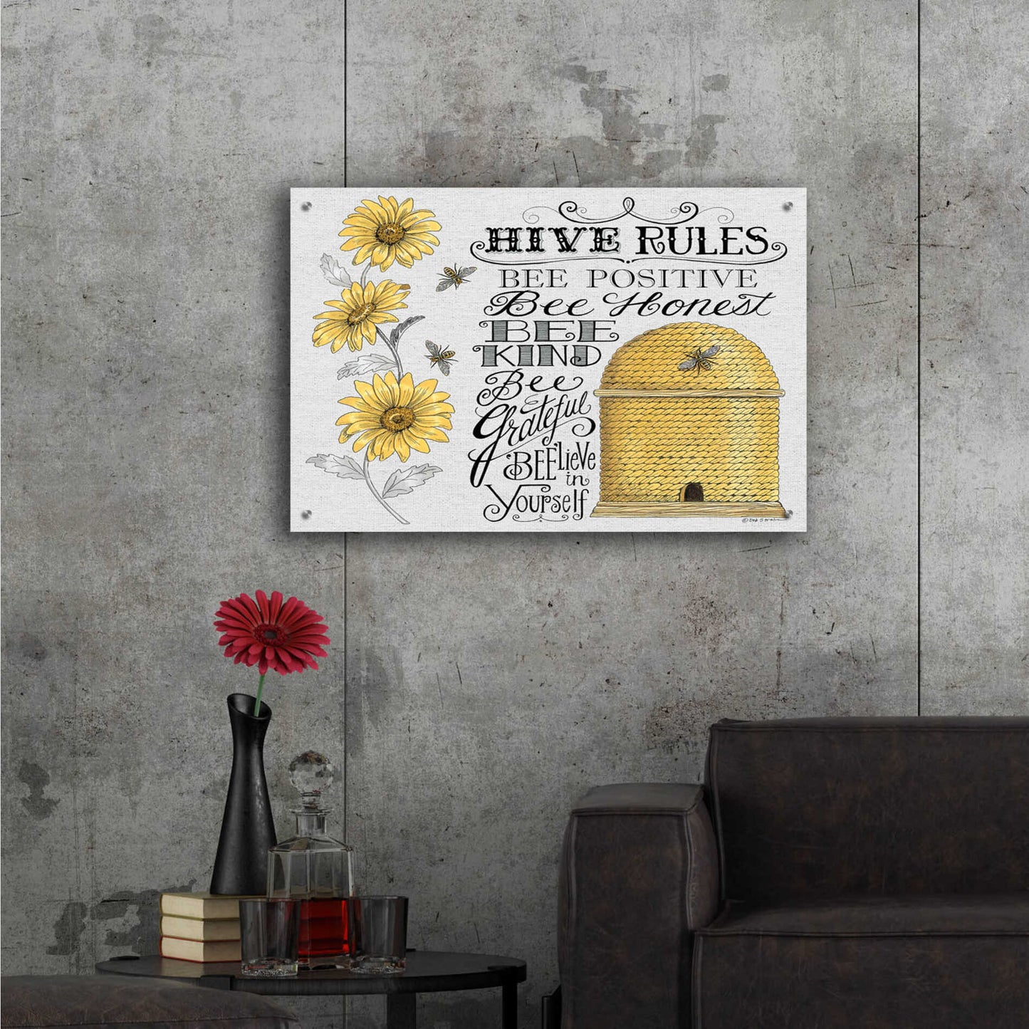 Epic Art 'Hive Rules 2' by Deb Strain, Acrylic Glass Wall Art,36x24