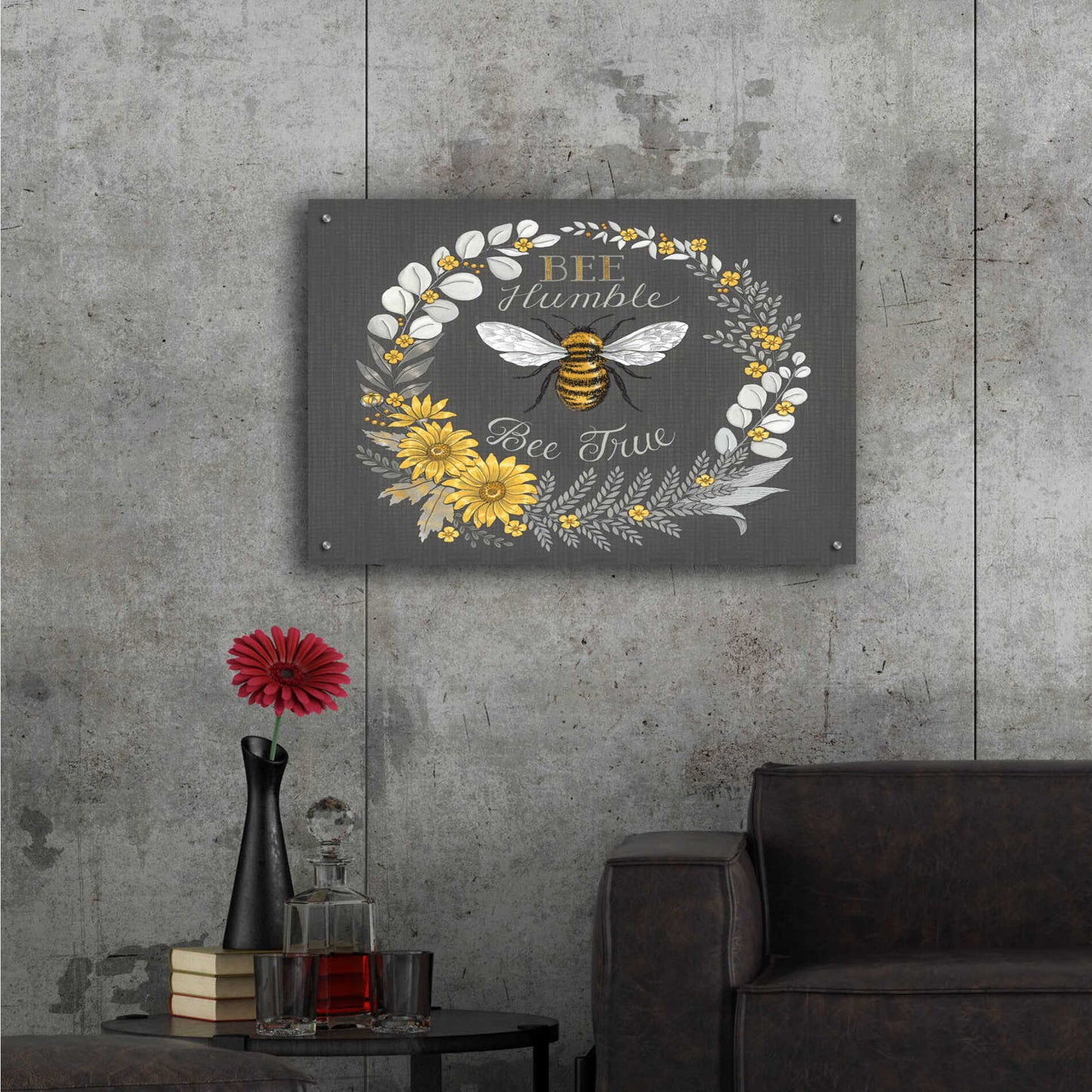 Epic Art 'Bee Humble, Bee True' by Deb Strain, Acrylic Glass Wall Art,36x24