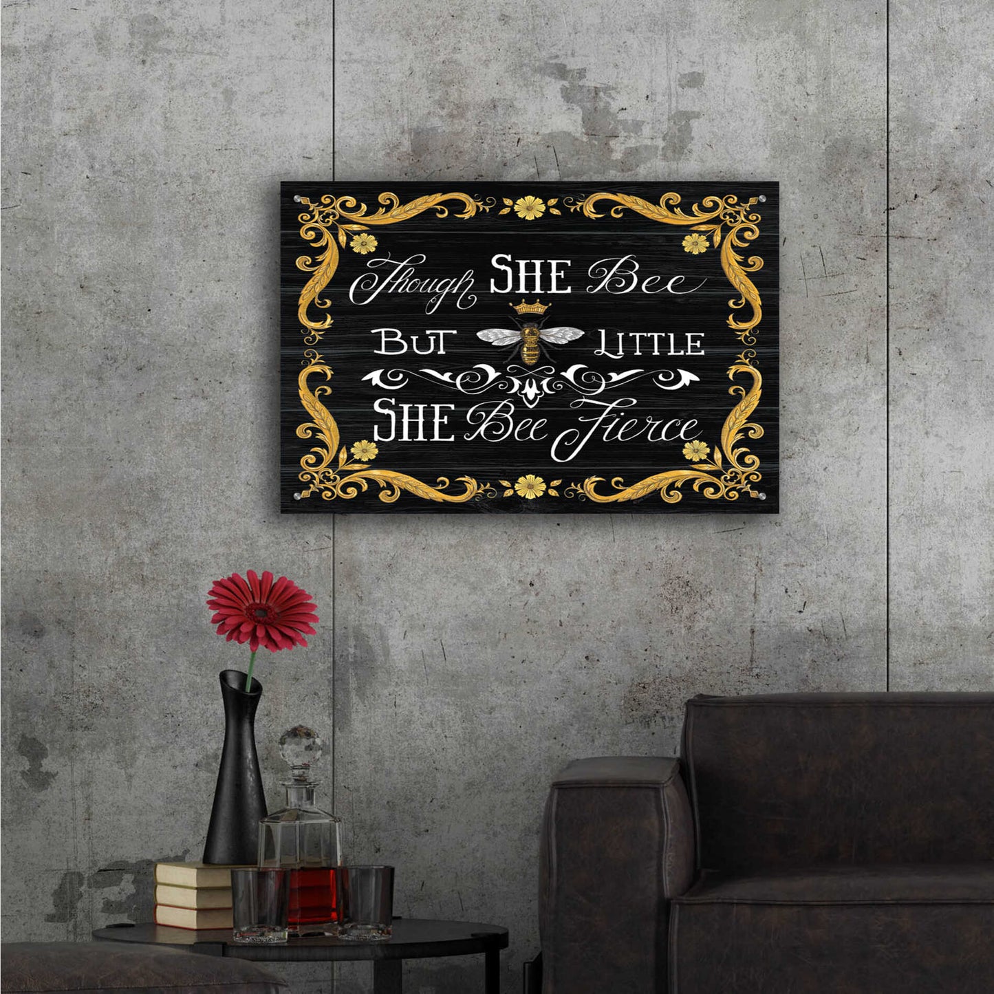 Epic Art 'She Bee Fierce' by Deb Strain, Acrylic Glass Wall Art,36x24