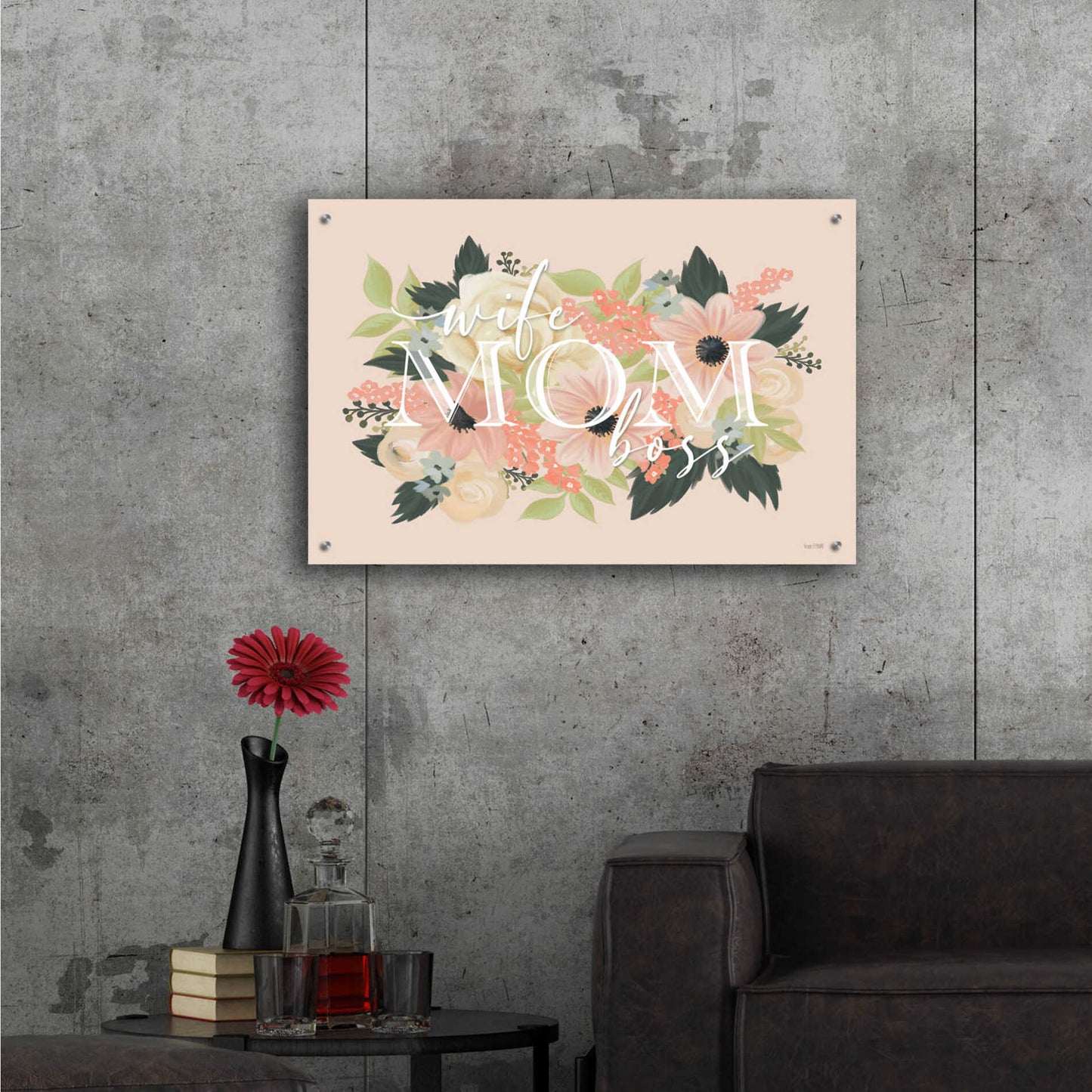 Epic Art 'Wife, Mom, Boss' by House Fenway, Acrylic Glass Wall Art,36x24