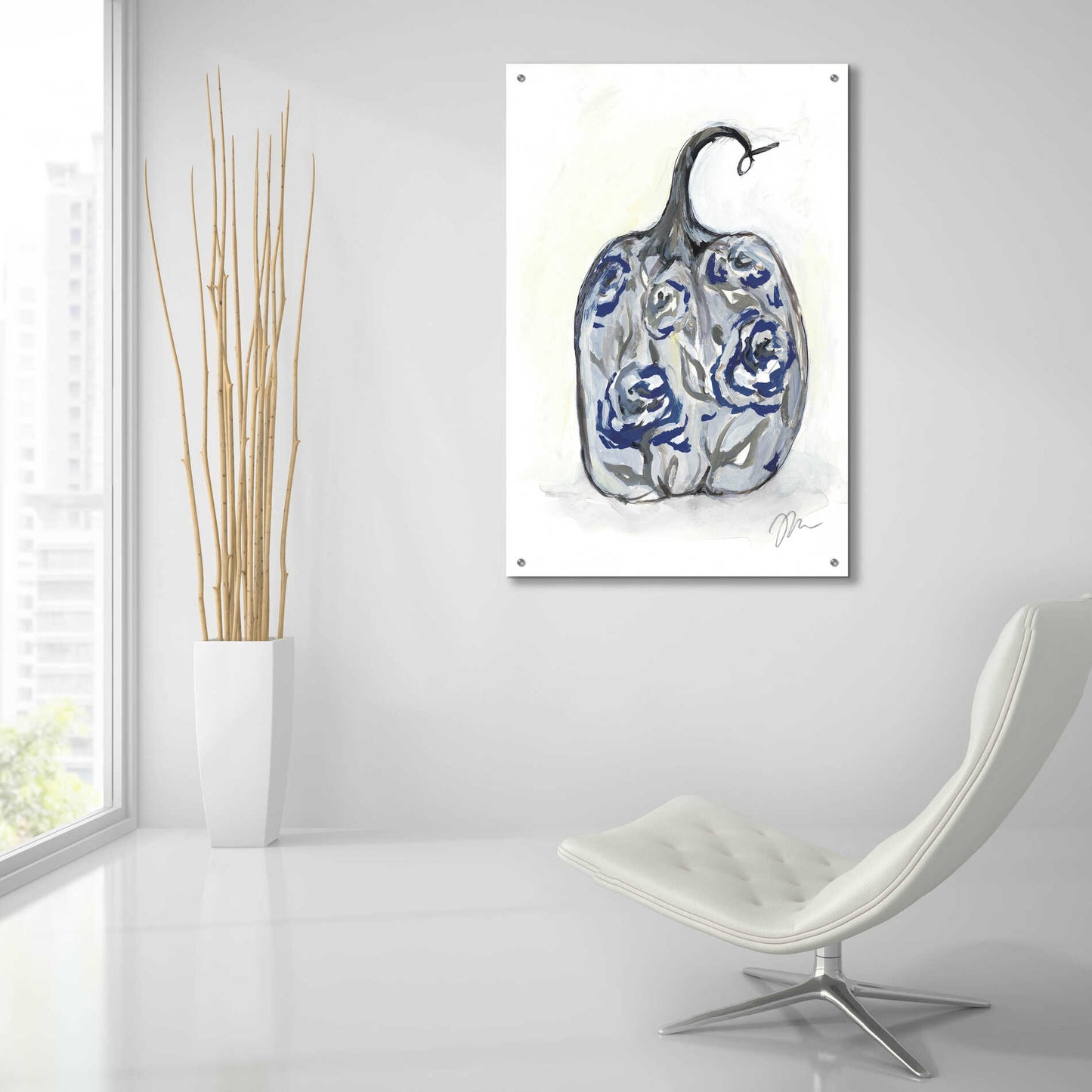 Epic Art 'Floral Pumpkin' by Jessica Mingo, Acrylic Glass Wall Art,24x36
